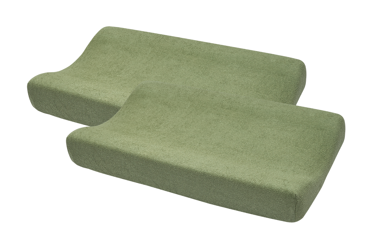 Aankleedkussenhoes 2-pack badstof Uni - olive green - 50x70cm