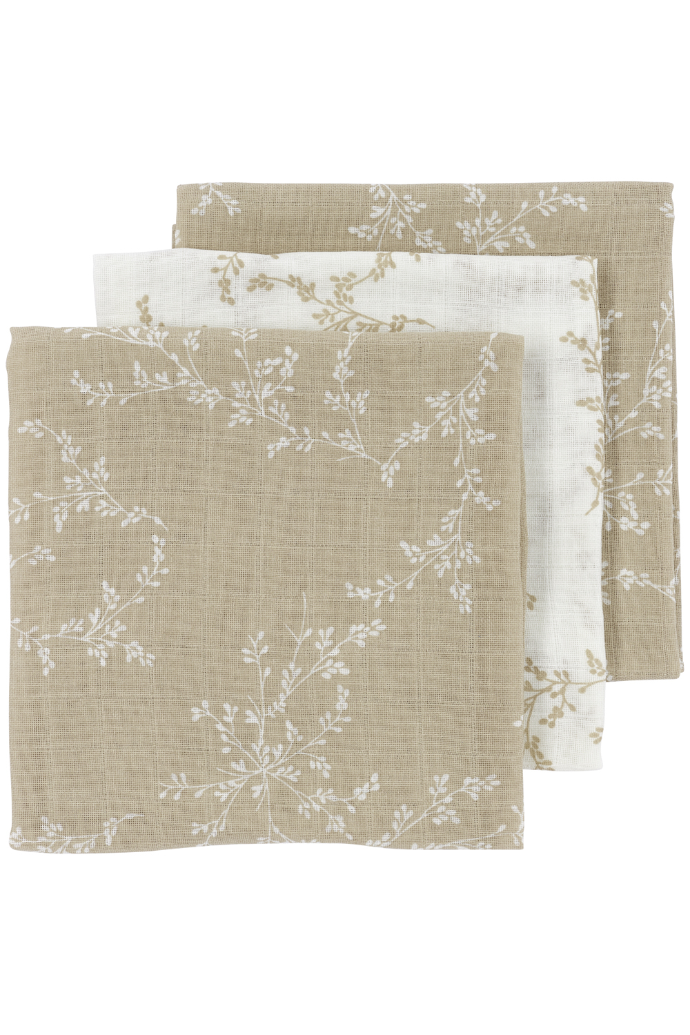 Muslin squares 3-pack Branches - sand - 70x70cm