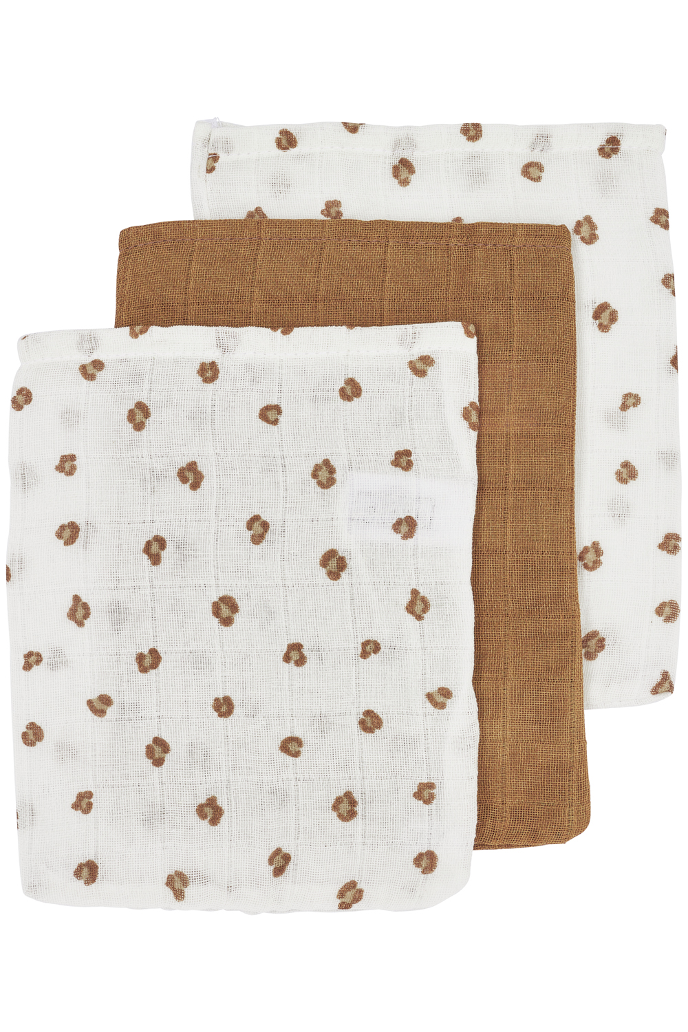 Washcloth 3-pack muslin Mini Panther - toffee - 20x17cm