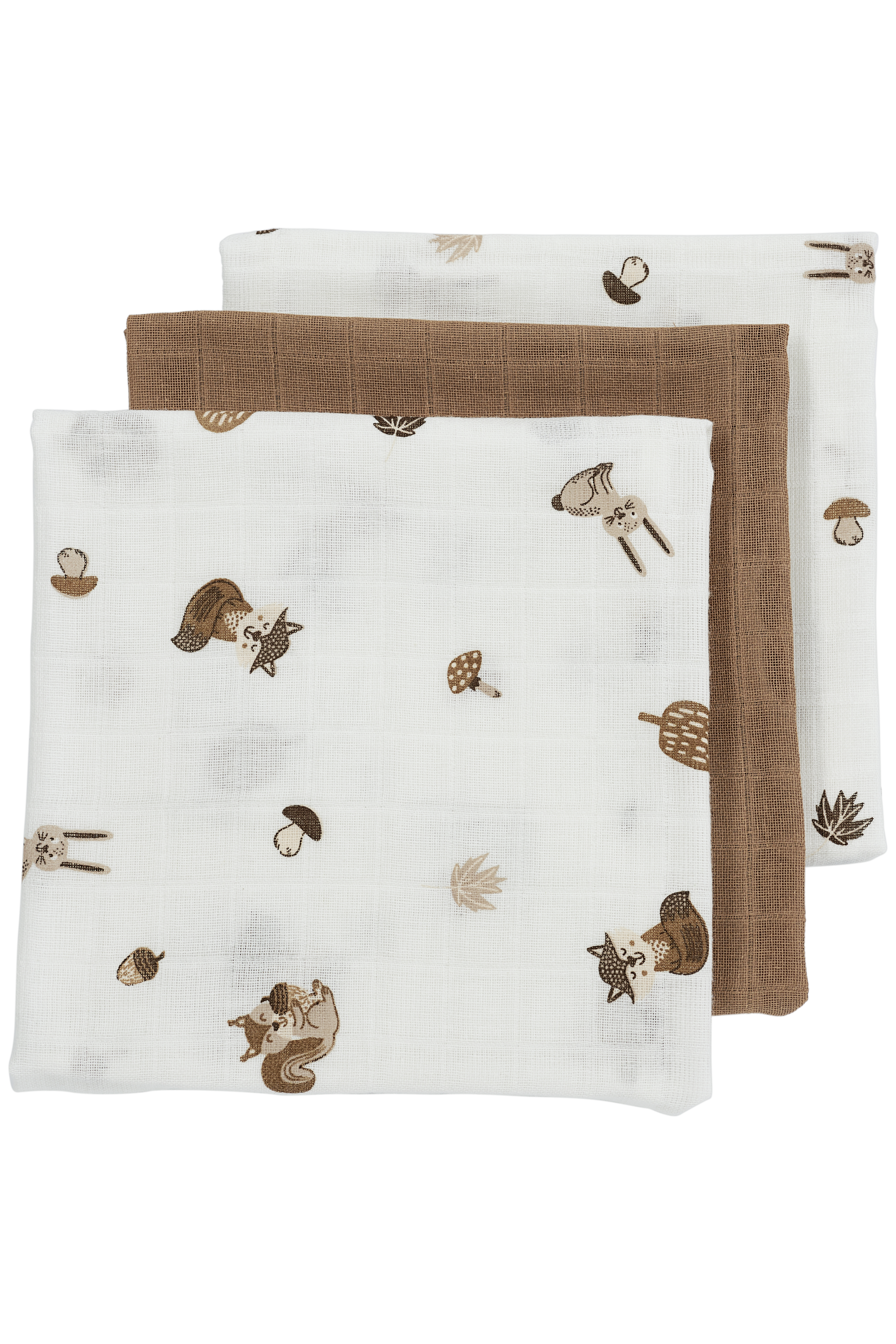 Muslin squares 3-pack Forest Animals - toffee - 70x70cm