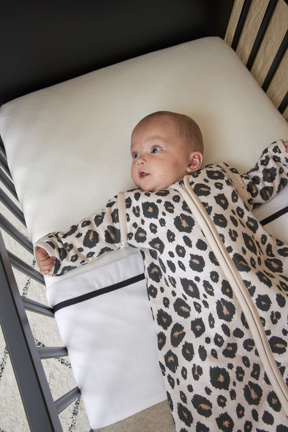 Babyschlafsack mit abnehmbaren Ärmeln Leopard - sand melange - 60cm