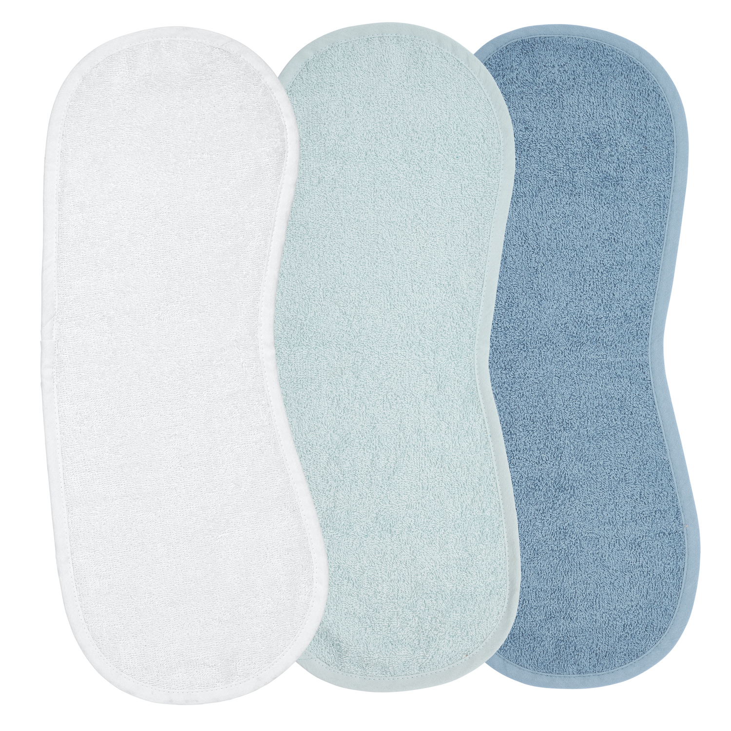 Burb cloth 3-pack terry Uni - white/light blue/denim - 53x20cm