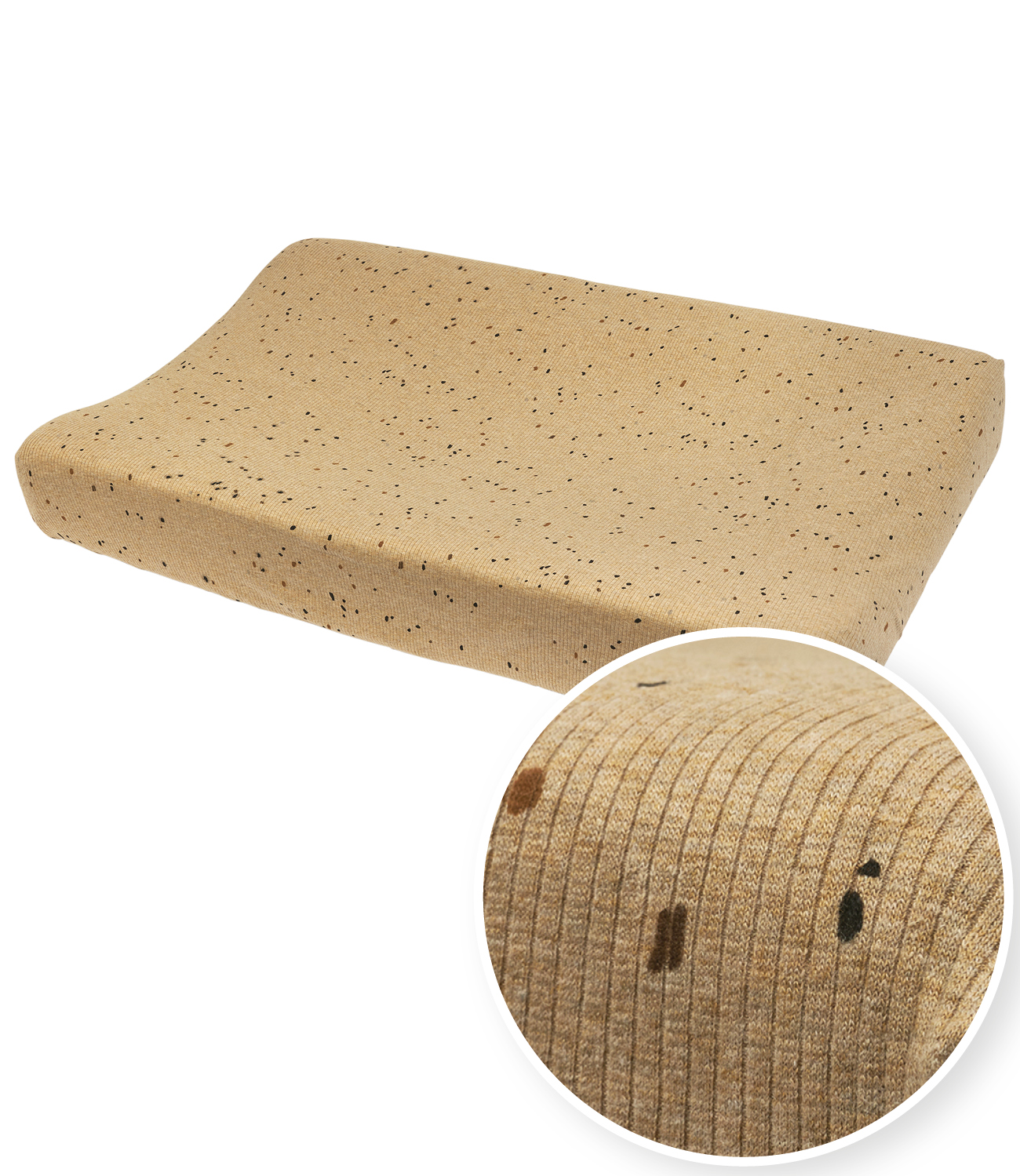 Changing mat cover Rib Mini Spot - toffee melange - 50x70cm