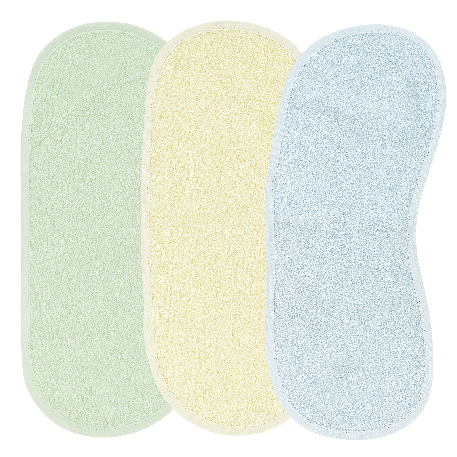 Burb cloth 3-pack terry Uni - soft mint/soft yellow/light blue - 53x20cm