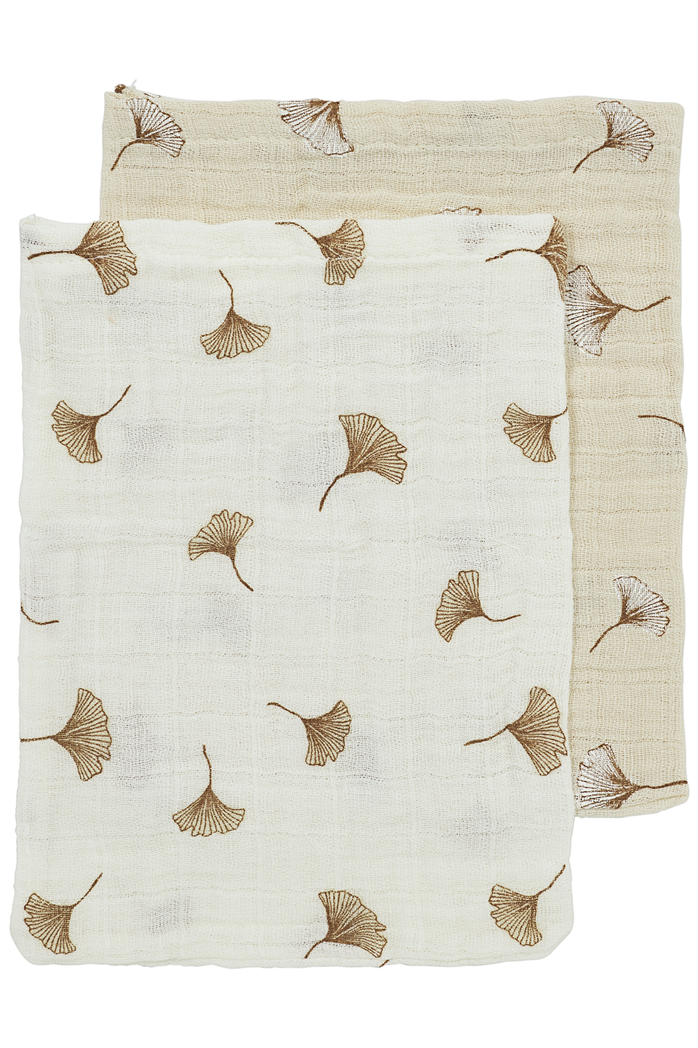 Washandjes 2-pack pre-washed hydrofiel Ginkgo - offwhite/soft sand - 20x17cm