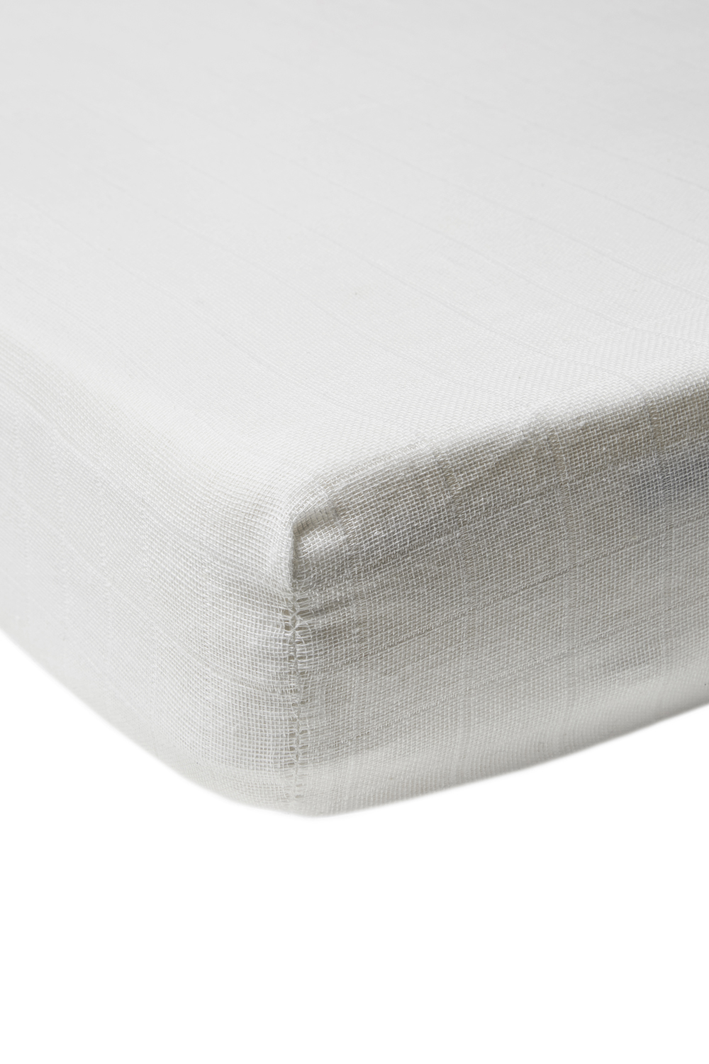 Fitted sheet cot bed muslin Uni - white - 60x120cm