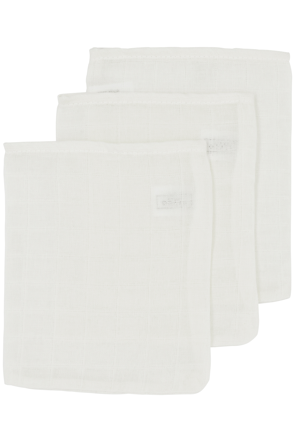 Washcloth 3-pack muslin Uni - offwhite - 20x17cm