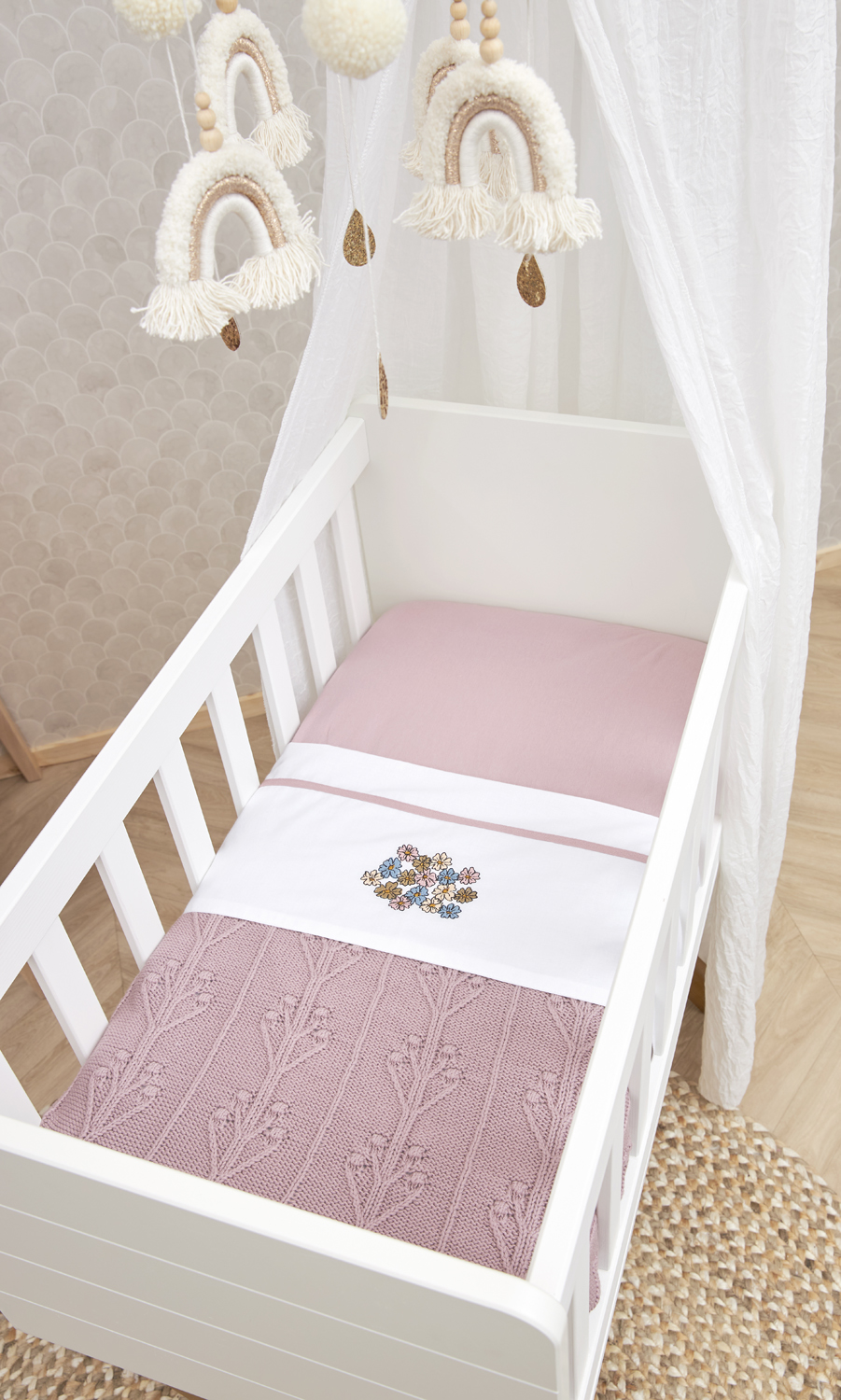 Cot bed blanket Romantic Flower - lilac - 100x150cm