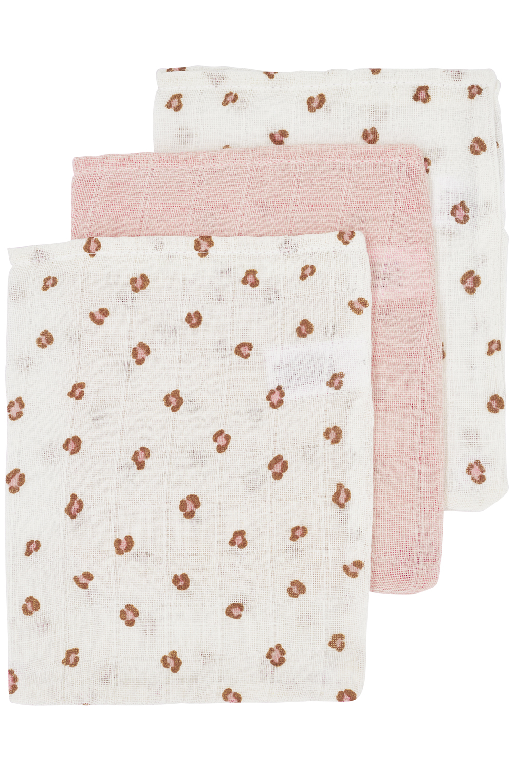 Washcloth 3-pack muslin Mini Panther - soft pink - 20x17cm