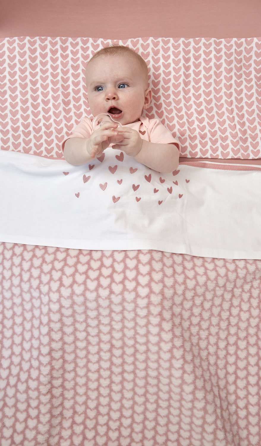 Cot bed sheet Hearts - old pink - 100x150cm