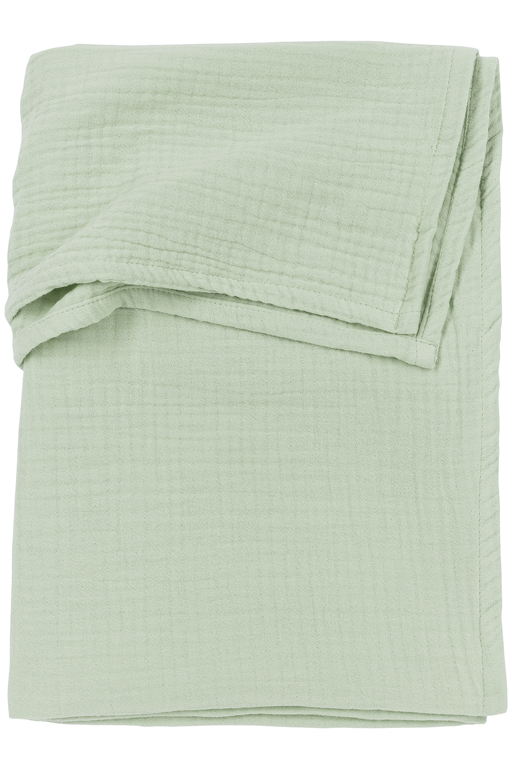 Cot bed sheet pre-washed muslin Uni - soft green - 100x150cm