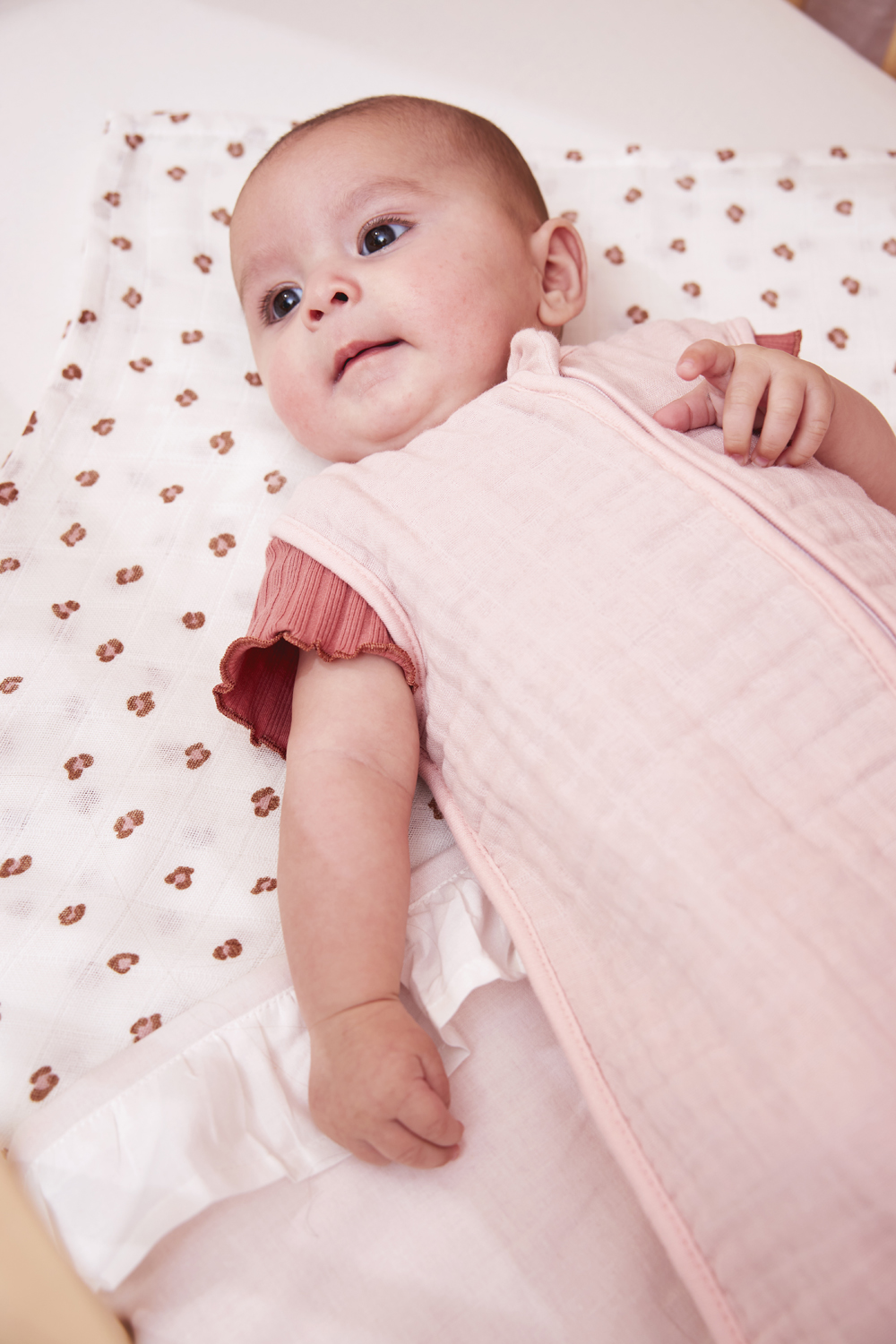 Baby zomerslaapzak pre-washed hydrofiel Uni - soft pink - 90cm