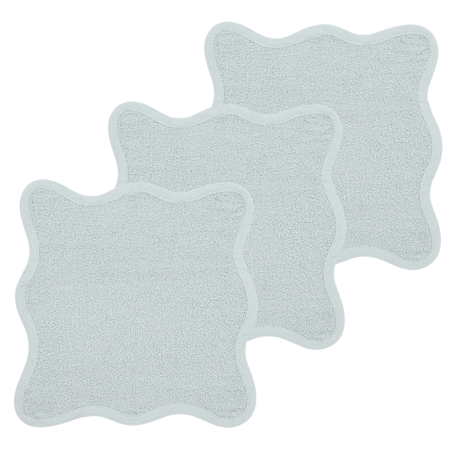 Monddoekjes 3-pack badstof Wavy - grey blue - 30x30cm
