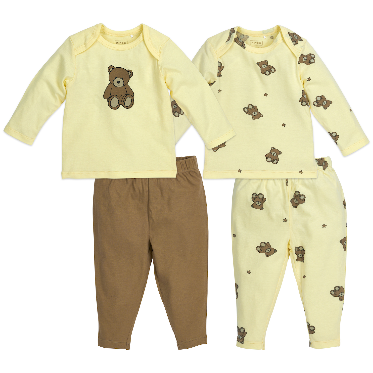 Baby Pyjama 2-pack Teddy Bear - soft yellow - 50/56