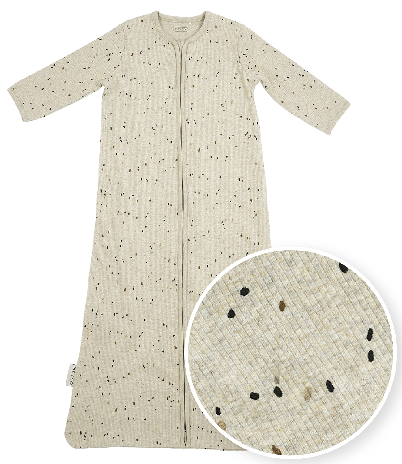 Babyschlafsack mit Ärmeln Rib Mini Spot - sand melange - 110cm
