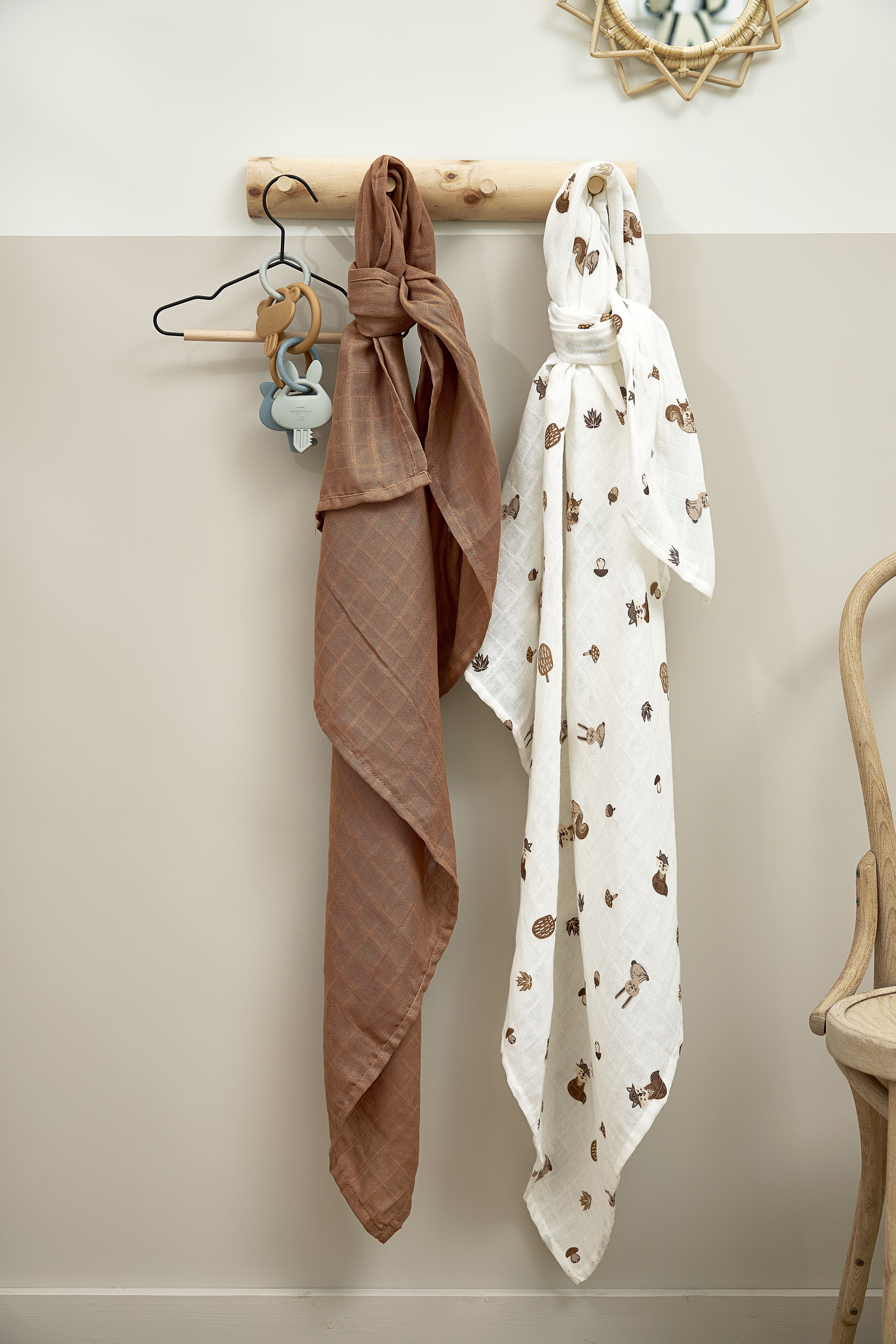 Swaddle  2er pack musselin Forest Animals - toffee - 120x120cm