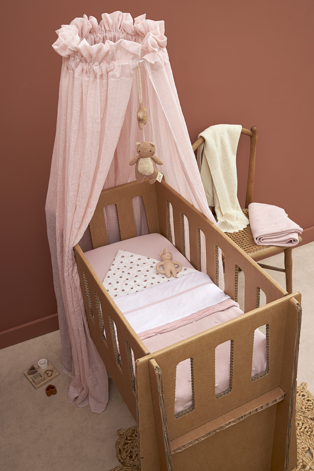 Fitted sheet cot bed Uni - soft pink - 60x120cm
