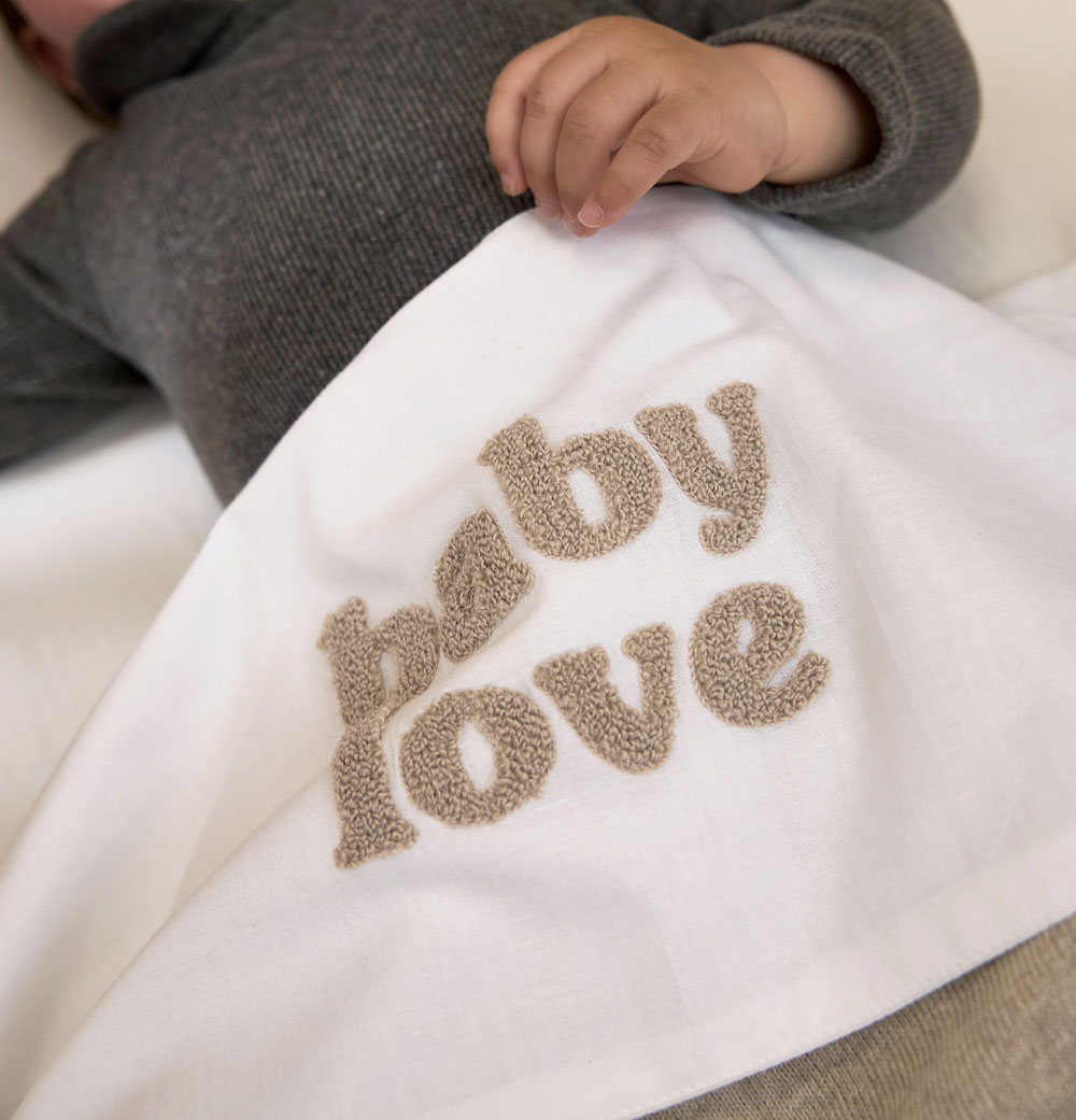 Ledikant laken Baby Love - sand melange - 100x150cm