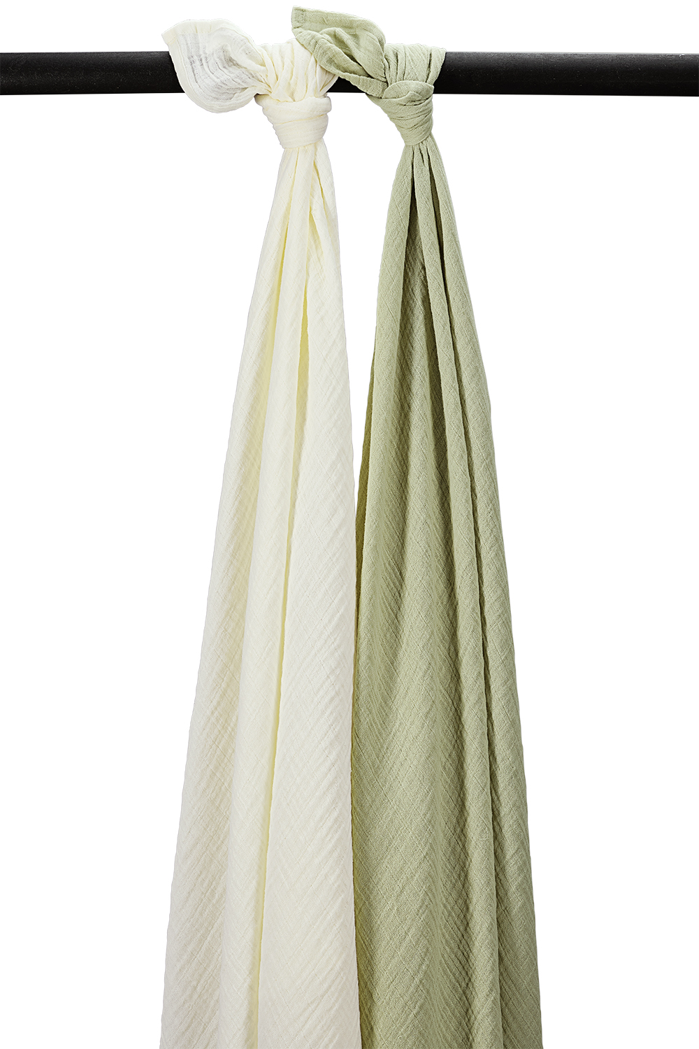 Swaddle 2-pack pre-washed hydrofiel Uni - natural/soft olive - 120x120cm