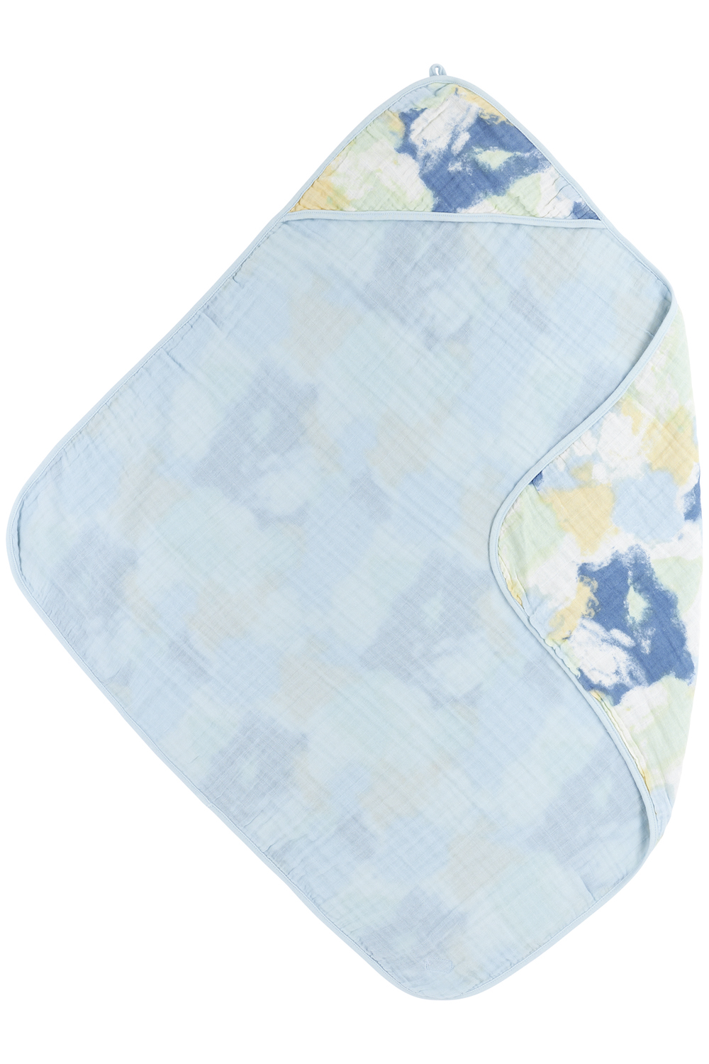 Bathcape pre-washed muslin Tie-Dye - light blue - 80x80cm