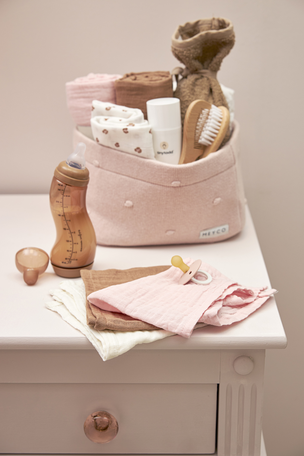 Spucktücher 3er pack pre-washed musselin Uni - offwhite/soft pink/toffee - 30x30cm