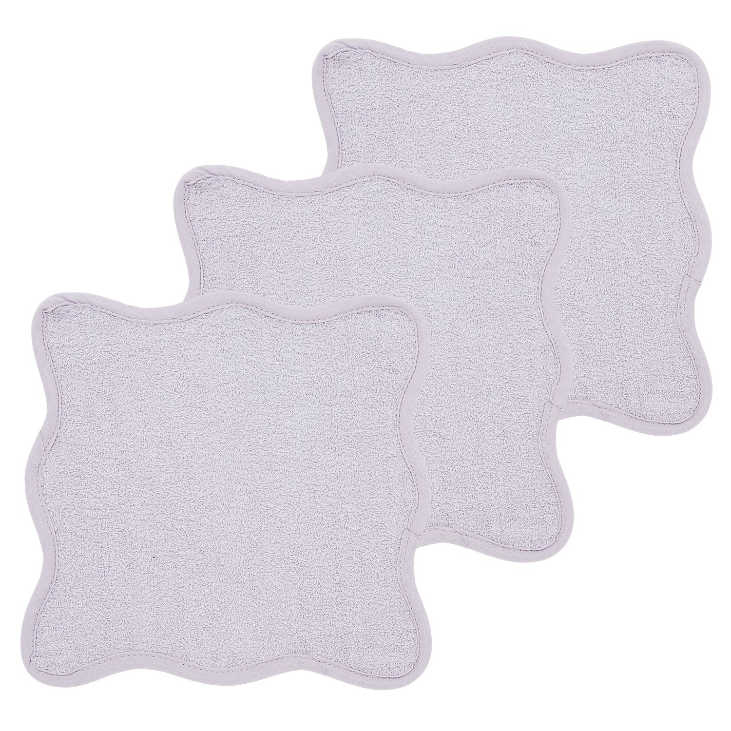 Monddoekjes 3-pack badstof Wavy - soft lavender - 30x30cm