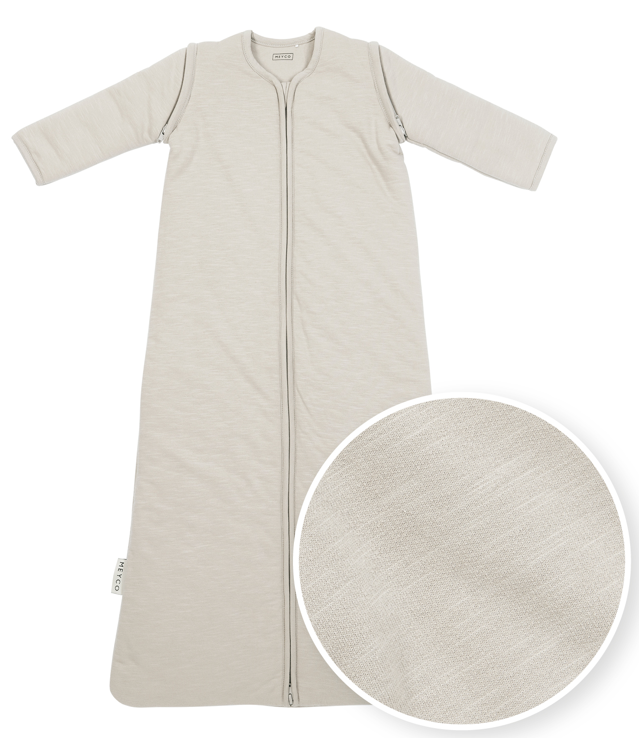 Baby sleeping bag with detachable sleeves Slub - greige - 70cm