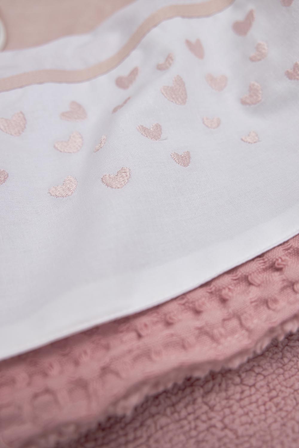 Bettlaken Wiege Hearts - soft pink - 75x100cm