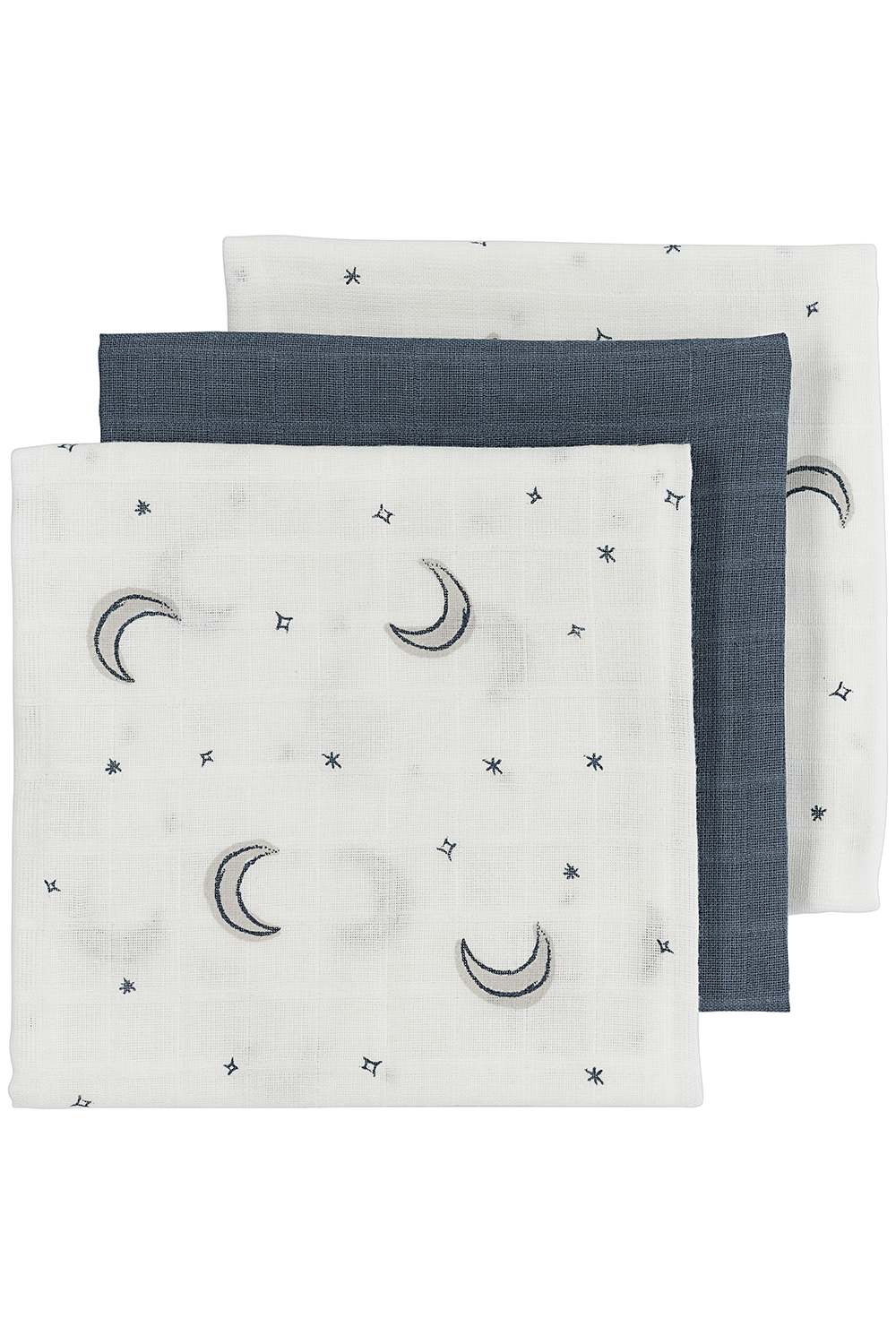 Muslin squares 3-pack Moon - indigo - 70x70cm