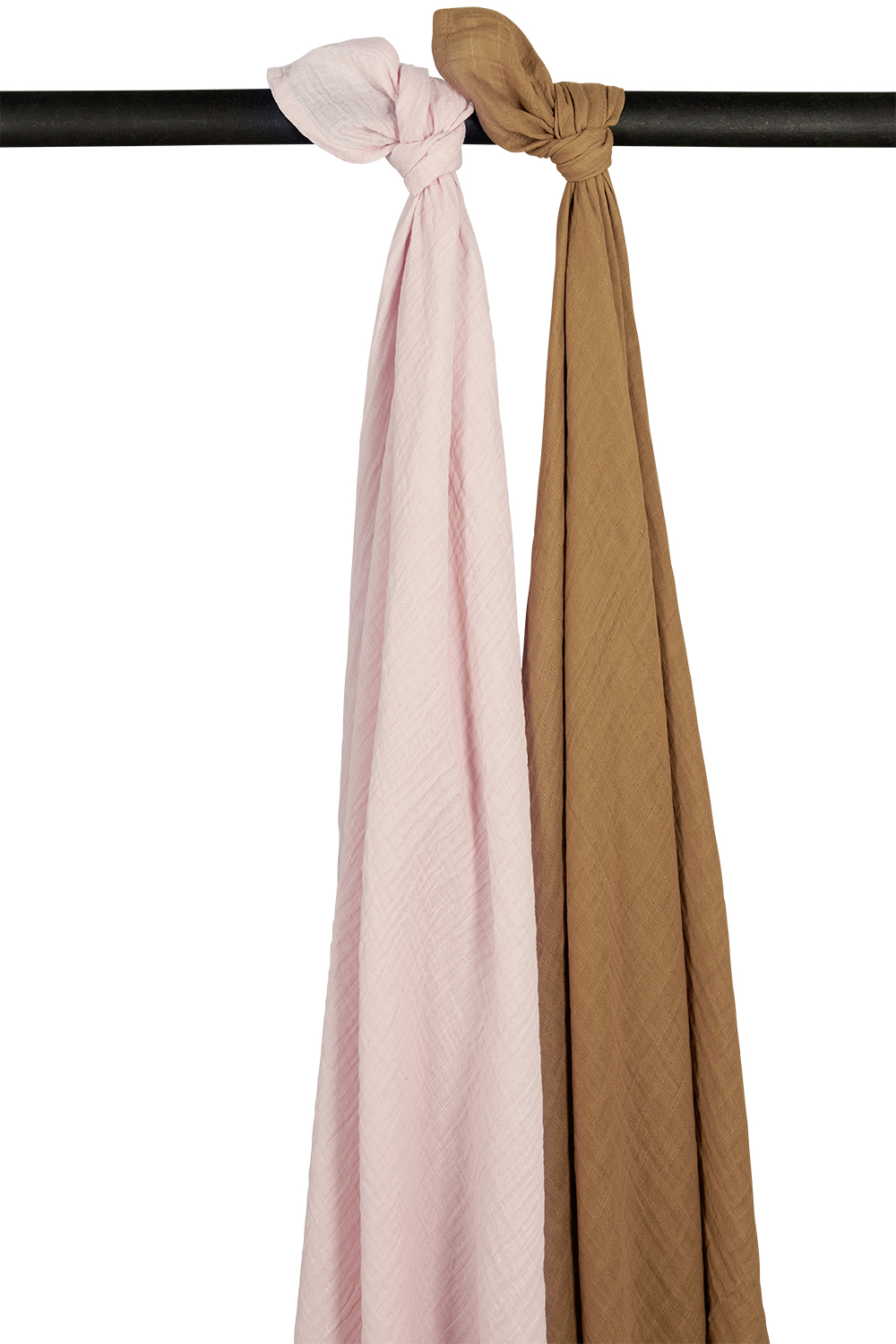 Swaddle 2-pack pre-washed muslin Uni - soft pink/toffee - 120x120cm